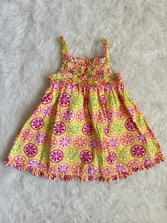 Gymboree Baby Girl Bright, Colorful Pink, Orange, Yellow Citrus Smocked Sundress