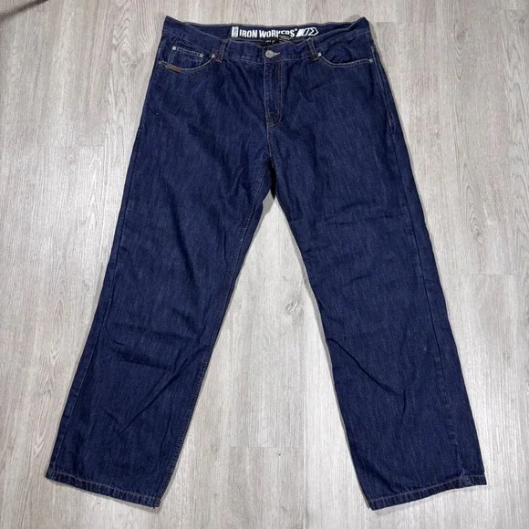 Iron Workers 10398 Mens Motorcycle Riding Jeans Blue Denim Straight Leg Size 40
