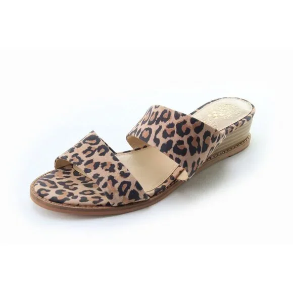 Vince Camuto Sandals Shoes Slip On Slide Animal Print Women's 7 M