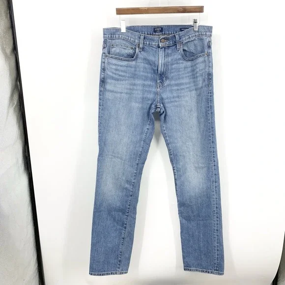 J Crew Men Size 34 x 34 Jeans‎ Light Wash Pants Straight Leg Flex Cotton Stretch