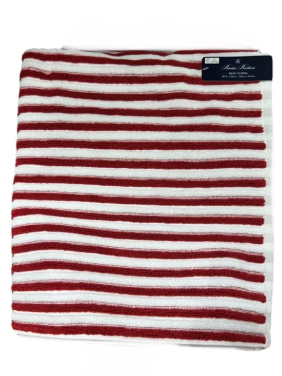 Brooks Brothers Red and White Striped Bath Towels 30”x56” Set of 2