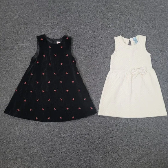 Gymboree Baby Gap 4 Dress Lot Black Velvet Floral Cream Quilted Bow Sleeveless