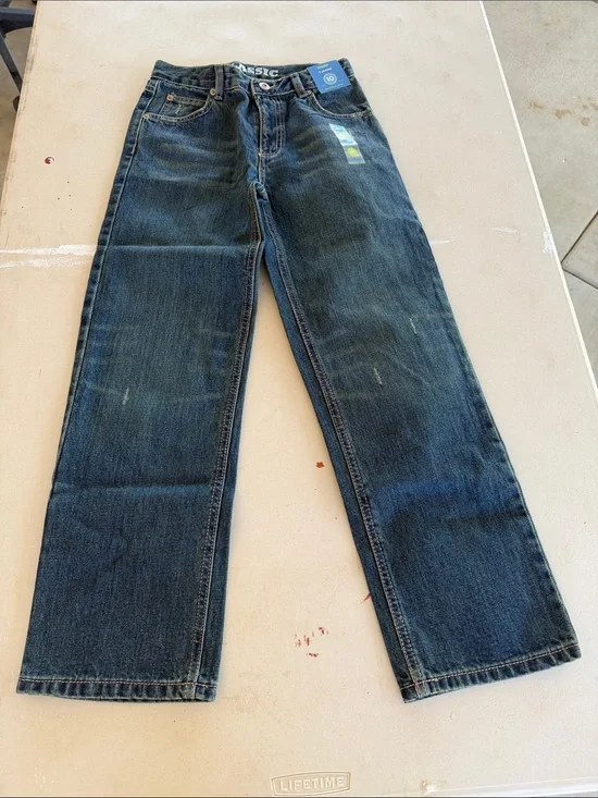 NWT Gymboree Boys Dark Blue Straight-Leg Jeans With Adjustable Waist