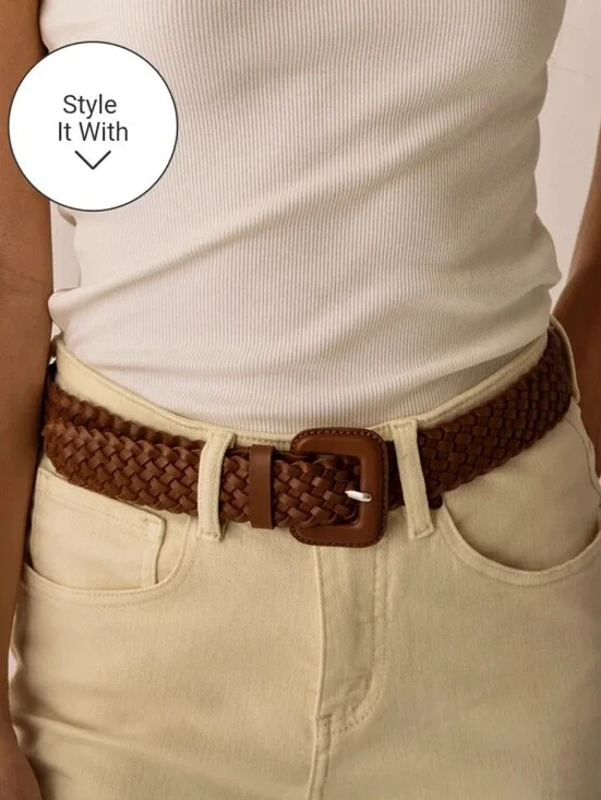 NWT Carve Designs Woven Leather Belt Dark Brown Braided