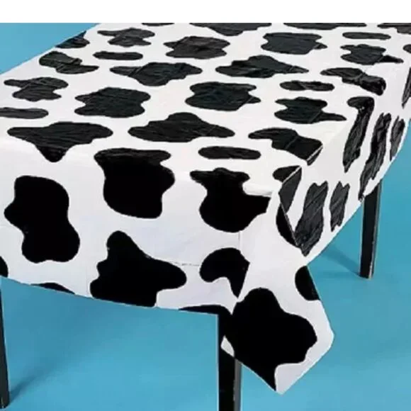 3 Birthday Party Cow Spots Farm Plastic Table Cover Cow Print 54 x 72 Farm Party