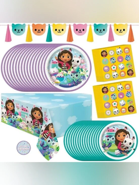 Kids Party Tableware Set - Multicolor Cute Character Theme