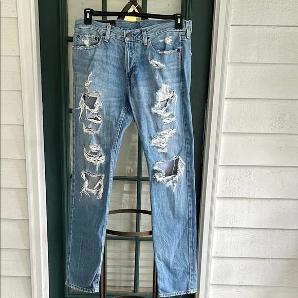 Hollister Blue Straight Distressed Jeans 31 x 32