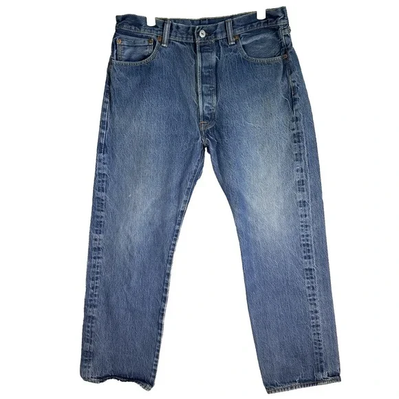 Levis 501 Jeans Mens 33x32 Blue Button Fly Straight Leg Denim Classic