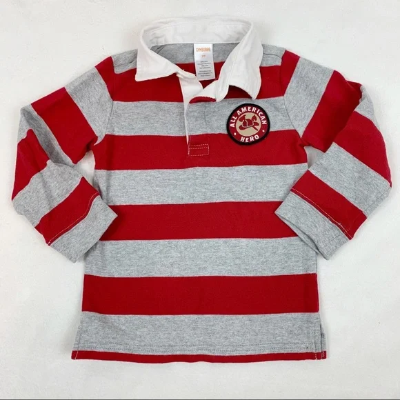 Gymboree long sleeve striped patch polo shirt‎