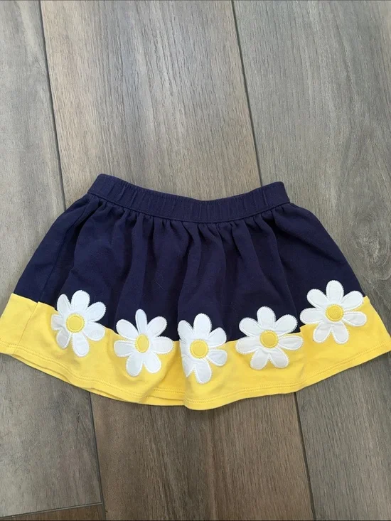 Gymboree Navy & Yellow Daisy Border Skirt