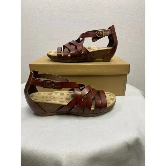 Axxiom Naomi Brown Strappy Wedge‎ Sandals Size 7