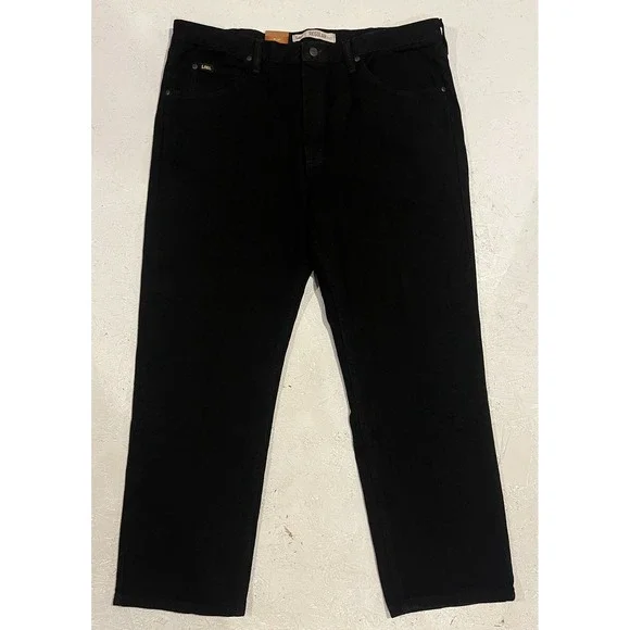 Mens NWT Lee Double Black‎ Regular Fit Straight Leg Jeans Comfort Stretch 42x30