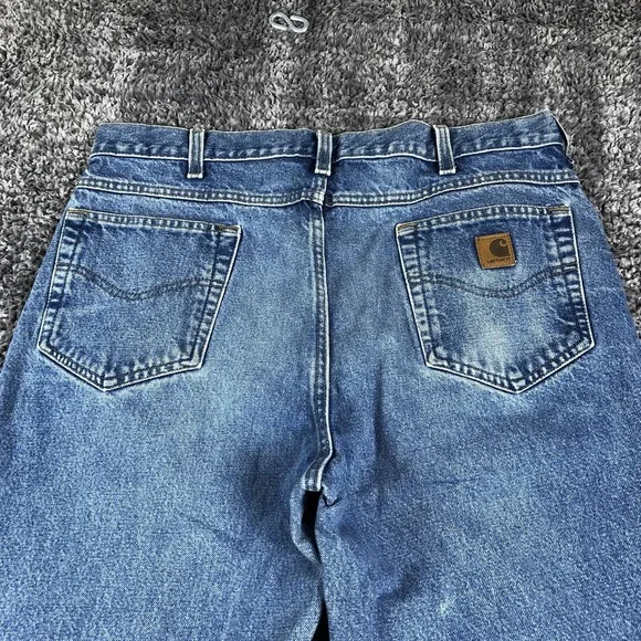 Carhartt Jeans Mens 36x34 Blue Relaxed Fit Straight Leg Denim Light Wash Casual
