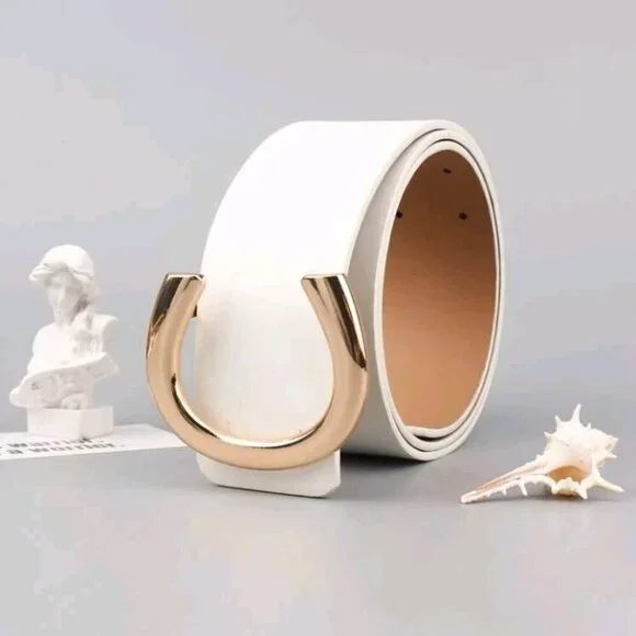 1Pcs Women Leather Buckle Decor Fashion Belt