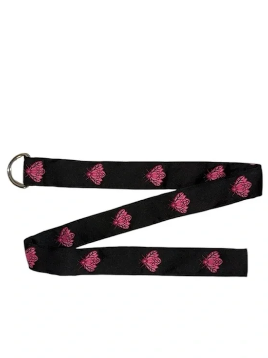 Pink & Black Fly Print D Ring Ribbon Belt Women’s S Small By Top It Off