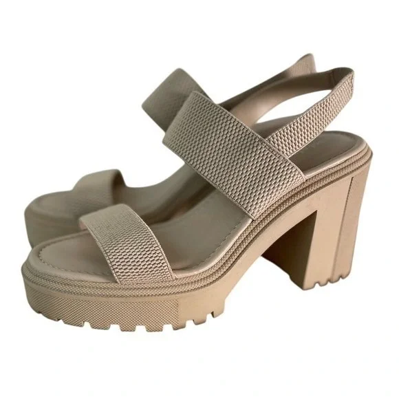 Steve Madden 90s Chunky‎ Mod Neutral Platform Block Heel Dress Sandals Size 10