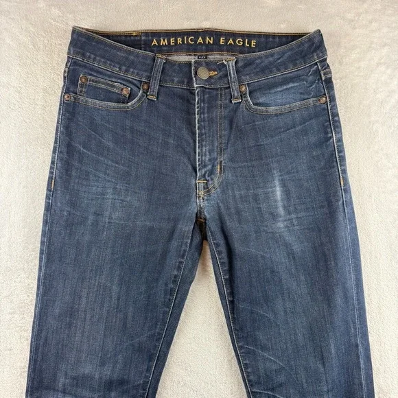 American Eagle Jeans Mens 30x34 Blue Slim Fit Dark Wash Flex Stretch Denim