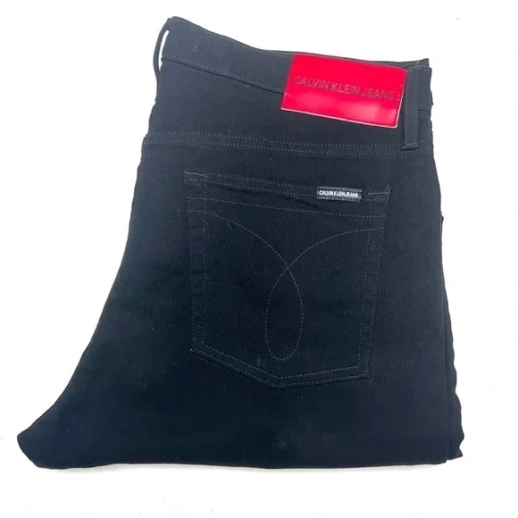CALVIN KLEIN W38 xL32 Black Jeans with Red Stripe