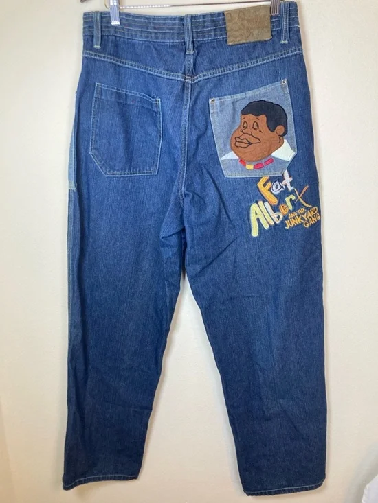 Vintage Platinum FUBU Fat Albert Junkyard Gang Baggy Jeans 34x34 Y2K