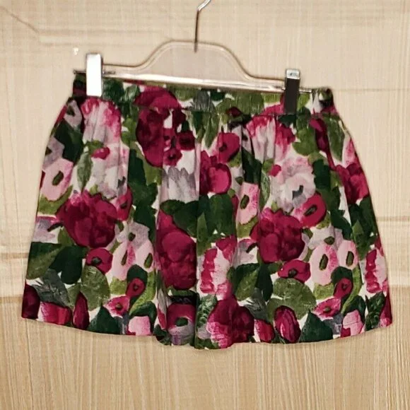 Gymboree Girls Green Purple Elastic Waist Corduroy Skirt 8