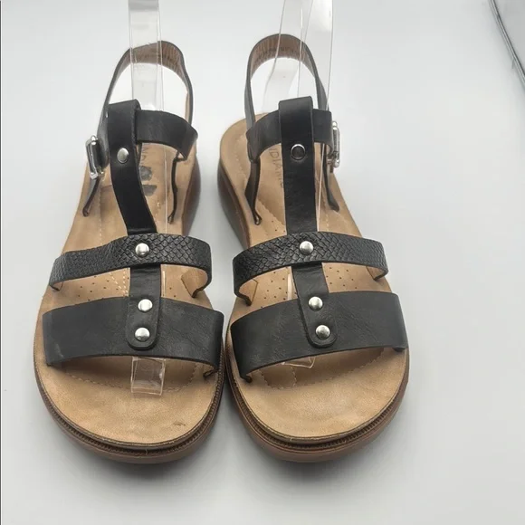 Black and Brown‎ Sandals with Adjustable Straps and Cork Footbed