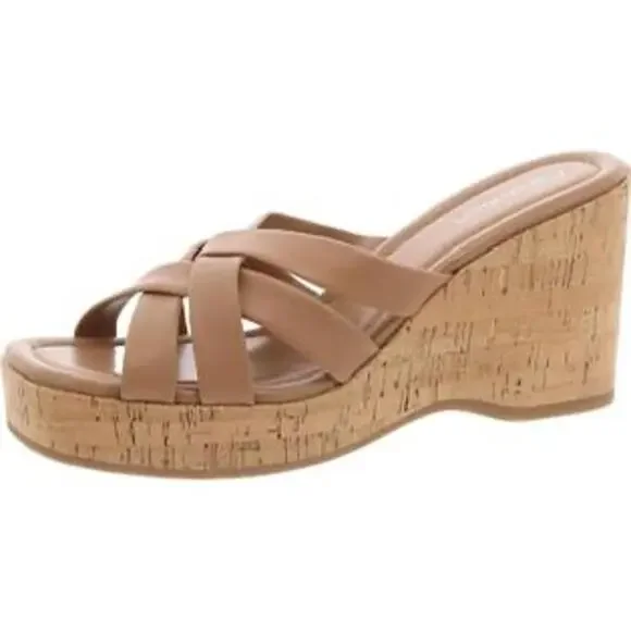 NWB! Calvin Klein Faux Leather Strappy Slide Sandals