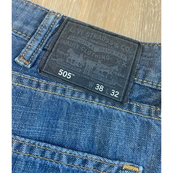Levi's Levi Strauss 505 Straight‎ Leg Denim Blue Jeans Men's 38x32