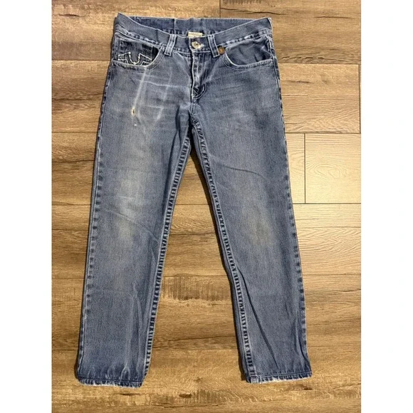 True Religion Mens Jeans Y2K USA World Tour Skull Patch‎ Distressed Size 30 x 27