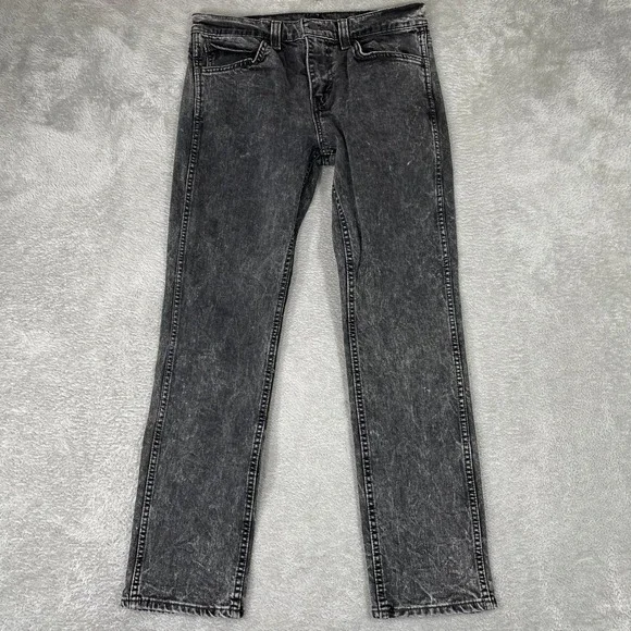Levi 511 Slim Fit Jeans Mens 31x29 Black Acid Wash Stretch Denim Grunge Skater‎