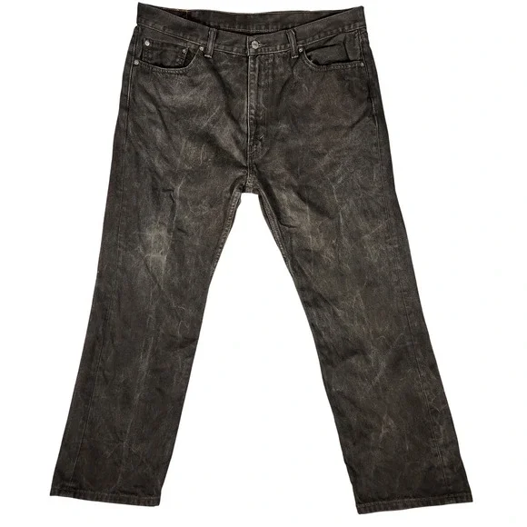 Levi's 505 Regular Fit Jeans Mens 40x30 Black Excellent Faded Straight Leg Denim