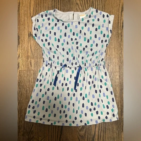 Gymboree Light Gray Dress with Navy and Teal Dot Accents