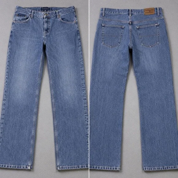 Tommy Hilfiger Mens 42x30 Straight Leg Jeans Medium Wash Blue Denim Cotton VTG