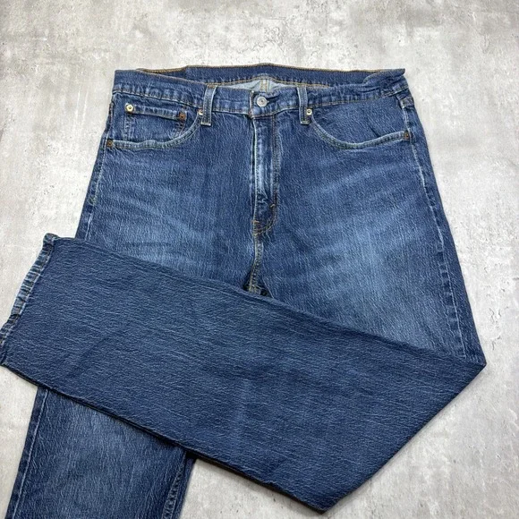 Levis 505 Light Wash Blue Denim Mens Jeans 36x32 Straight Fit Cowboy Stretch