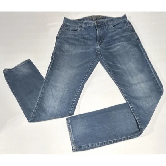 American Eagle Men's 30 x 34 Blue Denim Jeans Slim Fit Straight Leg Stretch