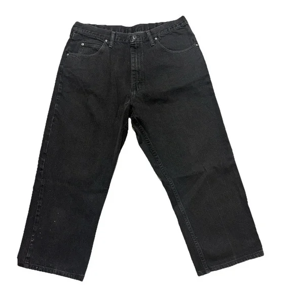 Y2K Wrangler Baggy Jeans Men 36 W 25 L Black Denim Loose Wide Leg Skater Grunge