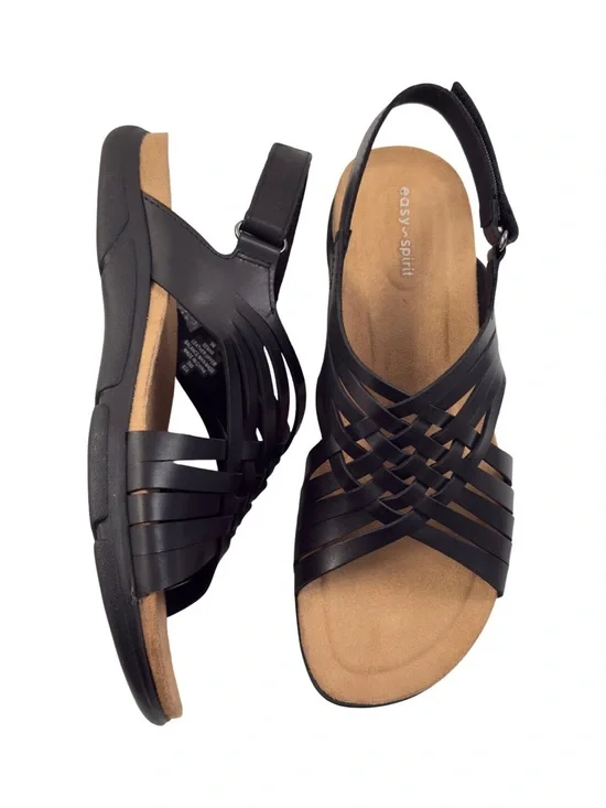 Easy Spirit Mar Women's Leather Slingback Sandals – Black Size 9