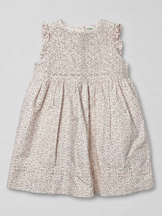 Gymboree pink smocked bodice floral cotton dress 6-12 months
