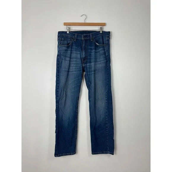 Classic Levi's Mens 36x32‎ 505 Regular Fit Jeans Blue Medium Wash Stretch Denim