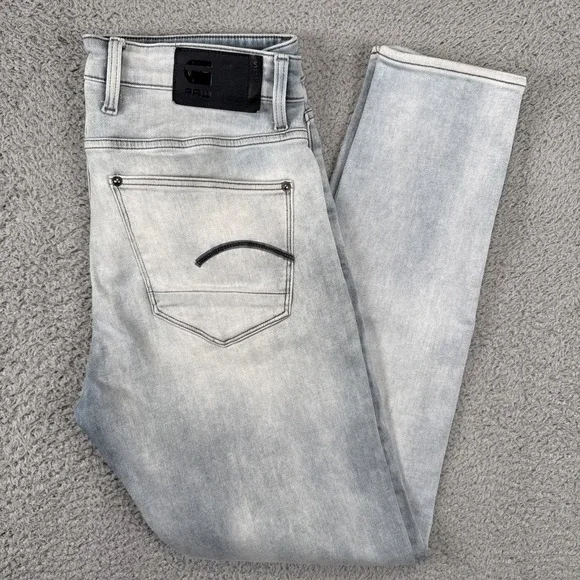 G-Star Raw‎ Revend Skinny Jeans Mens 33x32 (33x31) Blue Light Wash Bleach Grunge