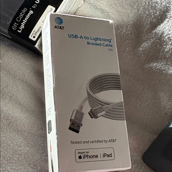 White USB-A to Lightning Braided Cable