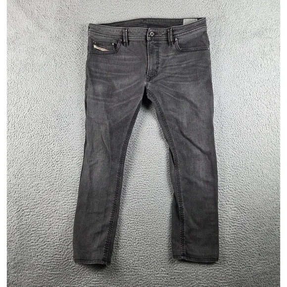 Diesel Thavar Jeans Mens 33x32 (36x26) Gray Black Slim Skinny Made‎ USA