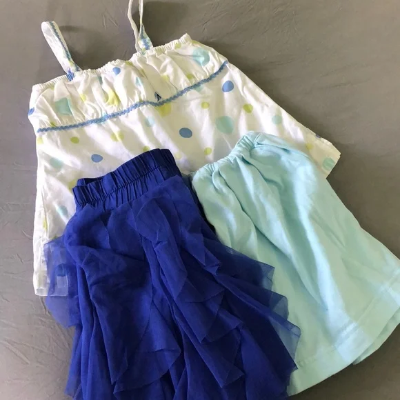 Gymboree Old Navy Hanna Anderson Girls Tank Top & Skirt Bundle Blue Size 5