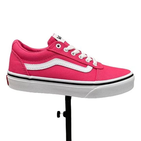 Vans Ward Youth Girls‎ Canvas Skateboard Sneaker Size 2 Pink-White Low Top Shoes