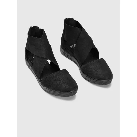 Eileen Fisher Carver Tumbled‎ Nubuck Sneaker Sandals Women's Size 6.5 Black
