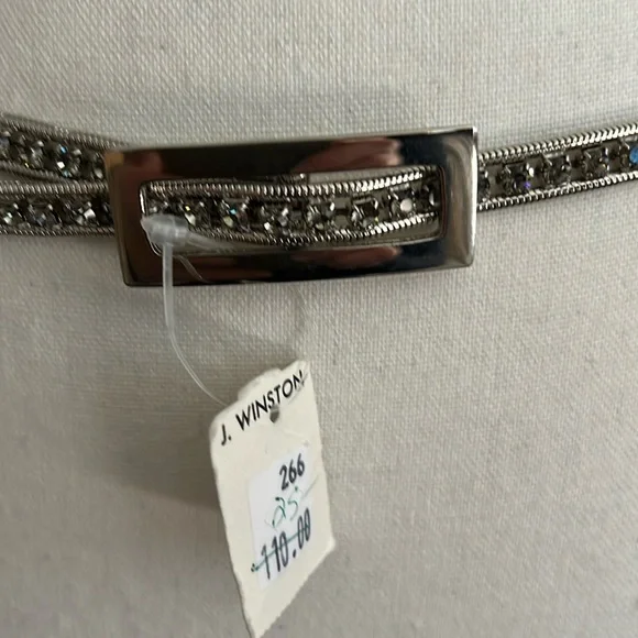 NWT J. Winston rhinestone & silver belt, 40” long