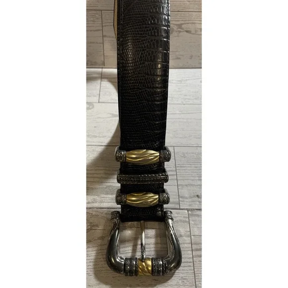 Brighton Vintage 1998‎ Brown Croc Print Leather Belt Women's Size Small