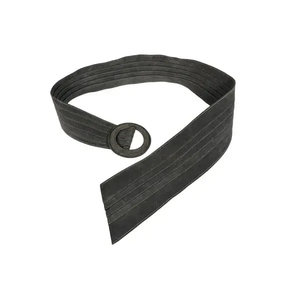 Vtg Gray Suede Like Waist Belt- thin to thick- 38