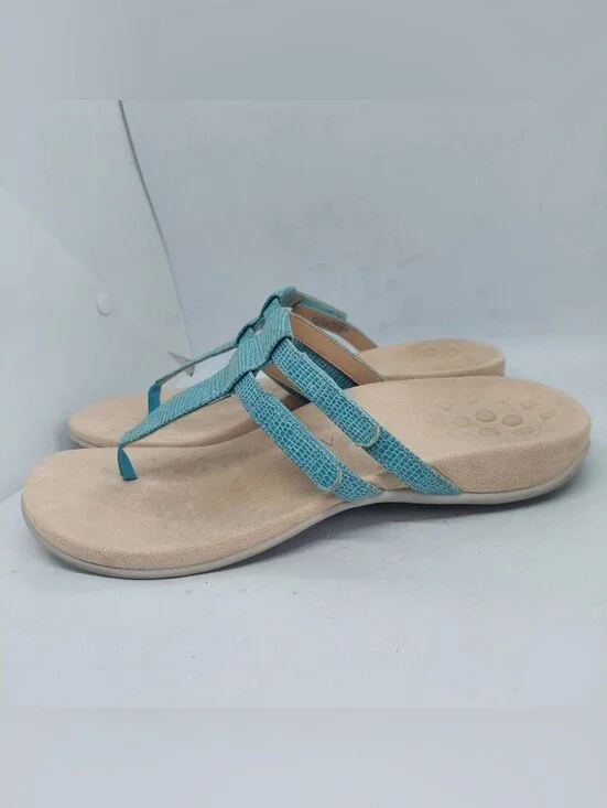 Vionic Elvia Sandals Orthotic Teal Blue Womens Sz 9 Wide Adjustable Summer Shoes