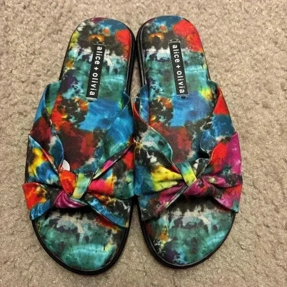 Alice + Olivia Pabla Knotted Tie Dye Cotton Sandals