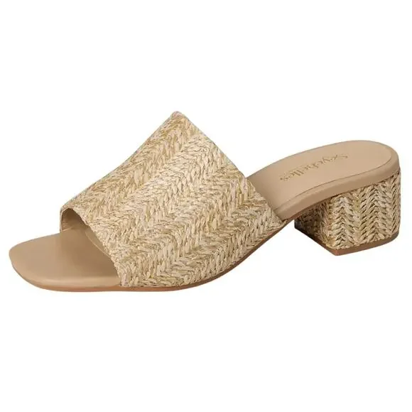 Seychelles Womens Pepper Raffia Heeled Sandal US 9 Natural Beige EUC